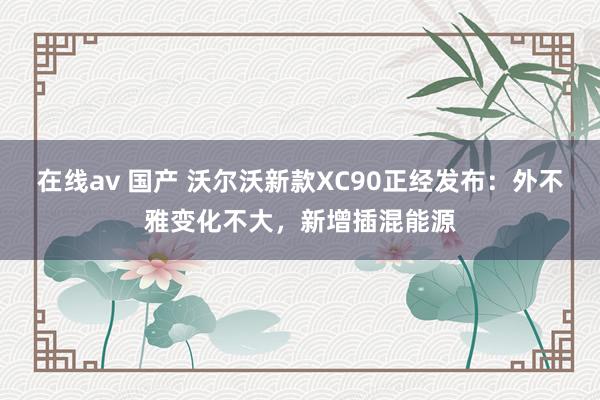 在线av 国产 沃尔沃新款XC90正经发布：外不雅变化不大，新增插混能源