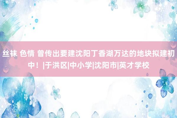 丝袜 色情 曾传出要建沈阳丁香湖万达的地块拟建初中！|于洪区|中小学|沈阳市|英才学校